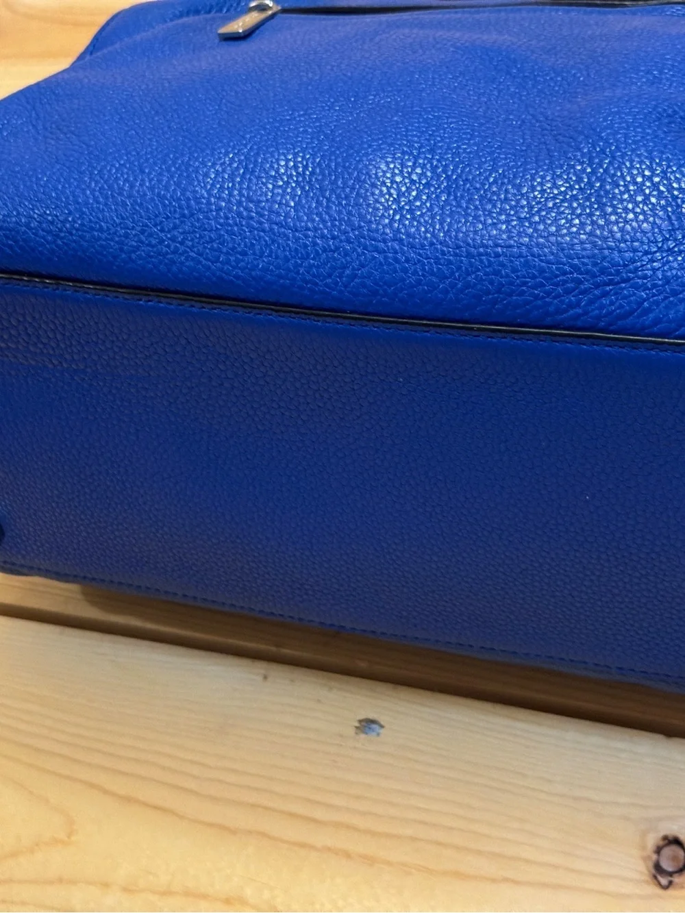Michael Kors Blue Pebbled Leather Satchel Doctor Bag Large Tote Purse